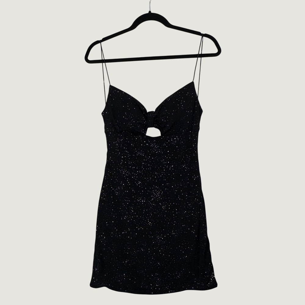 B. Smart Mini Dress 13 Black Silver Glitter Cutout Bodycon Party Homecoming New